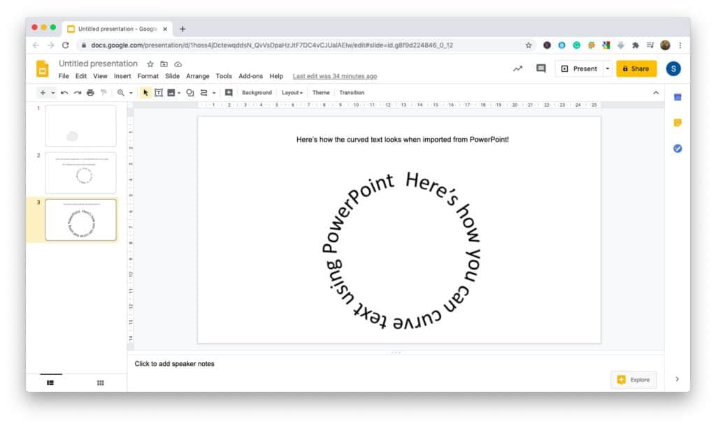 Image showcasing Curved Text in a Circle in Google Slides
