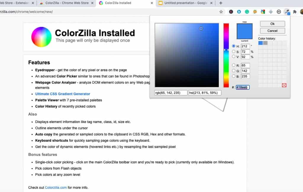 color picker google slides