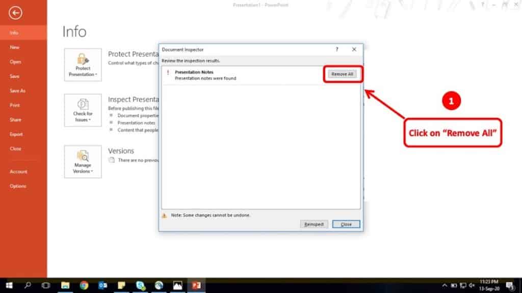 how to delete notes from powerpoint presentation