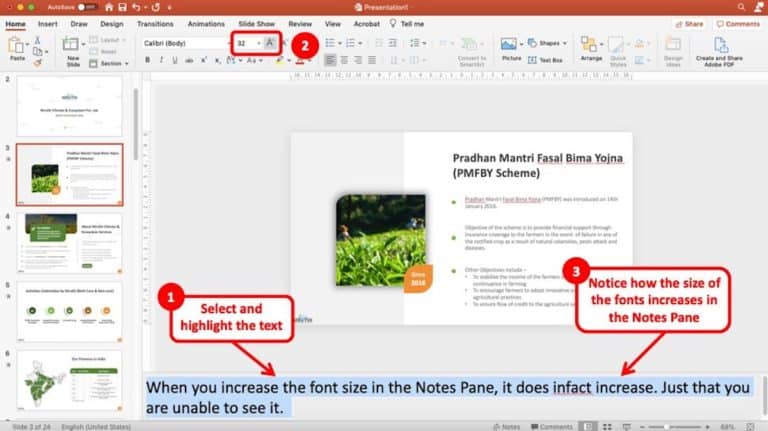 how to make presentation notes smaller in powerpoint