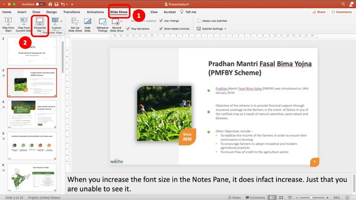 powerpoint presenter view not notes