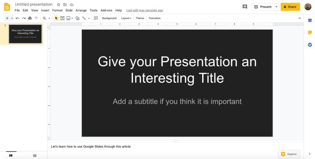 example of good google slides presentation
