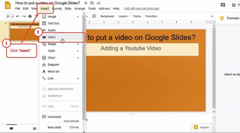 how to insert a video in google presentation
