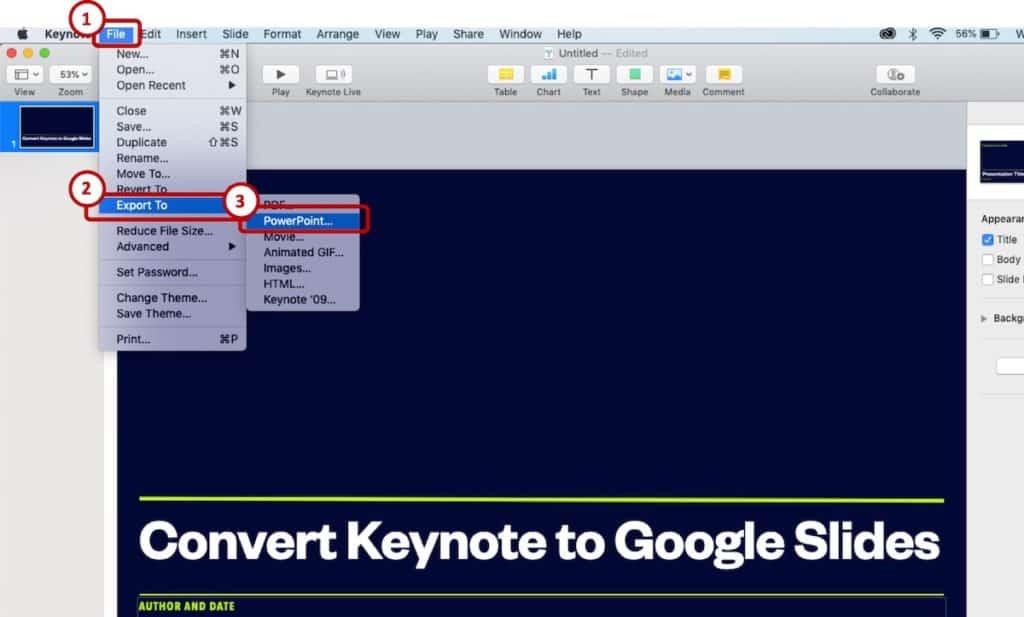 import keynote to google slides