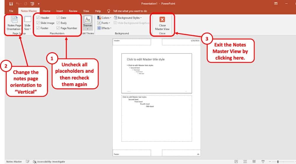 presentation notes in powerpoint