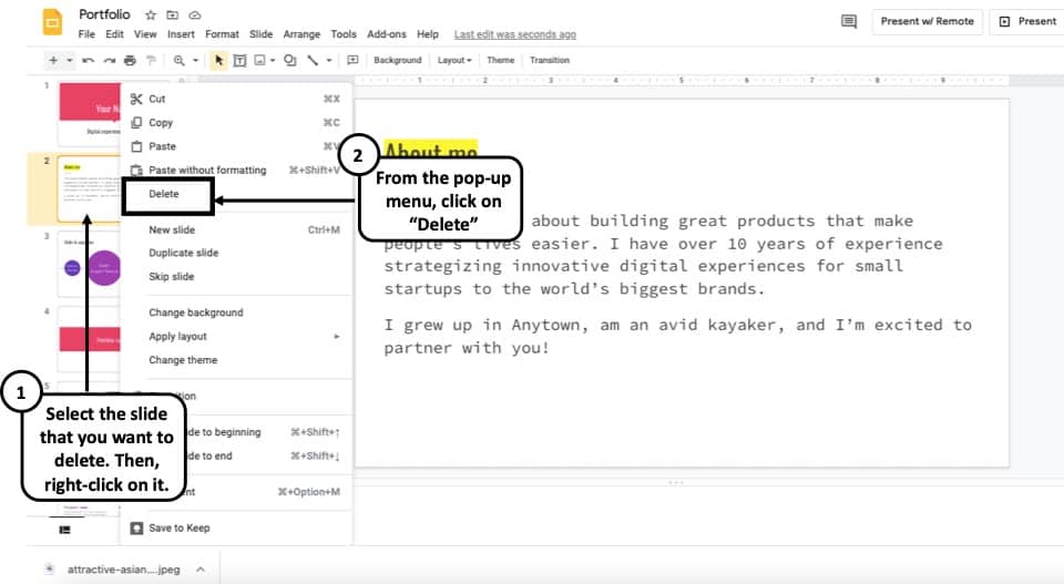 how to delete presentations in google slides