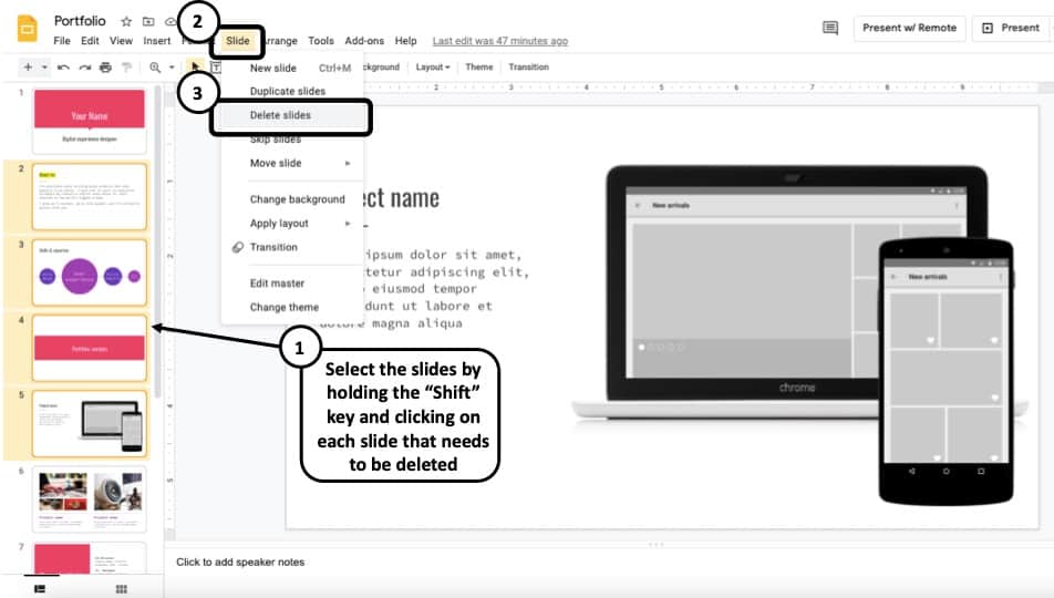 how to delete presentations in google slides