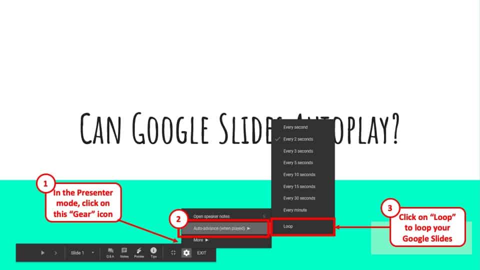 how to make a google slide presentation loop