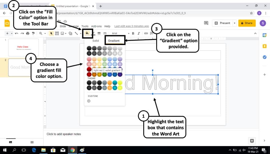 how to add word art to google slides