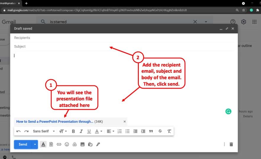how do i send powerpoint presentation via email