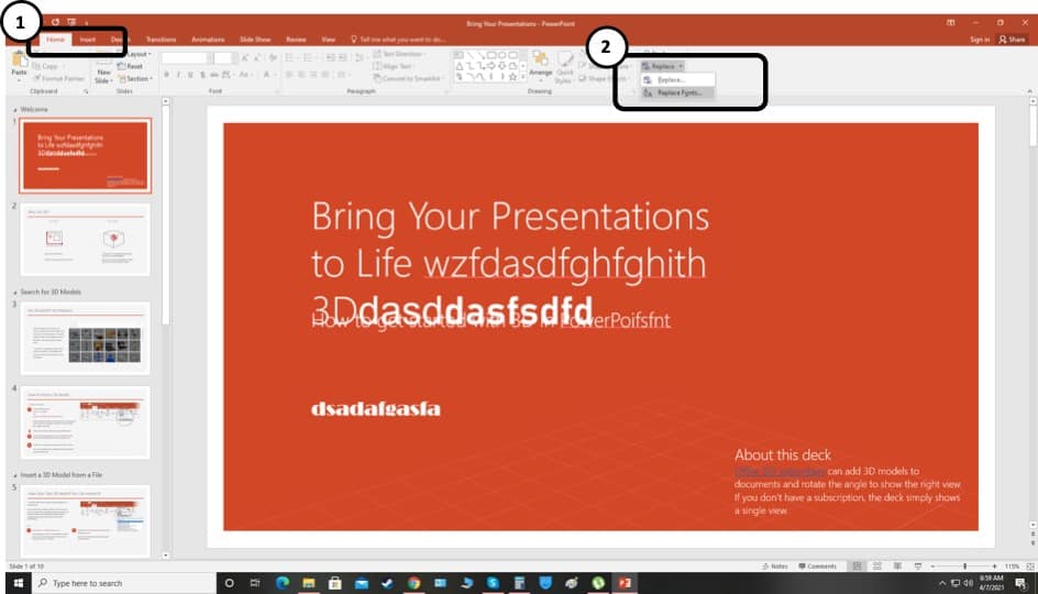 powerpoint presentation font missing