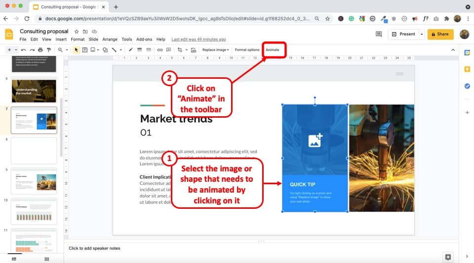 google presentation animation