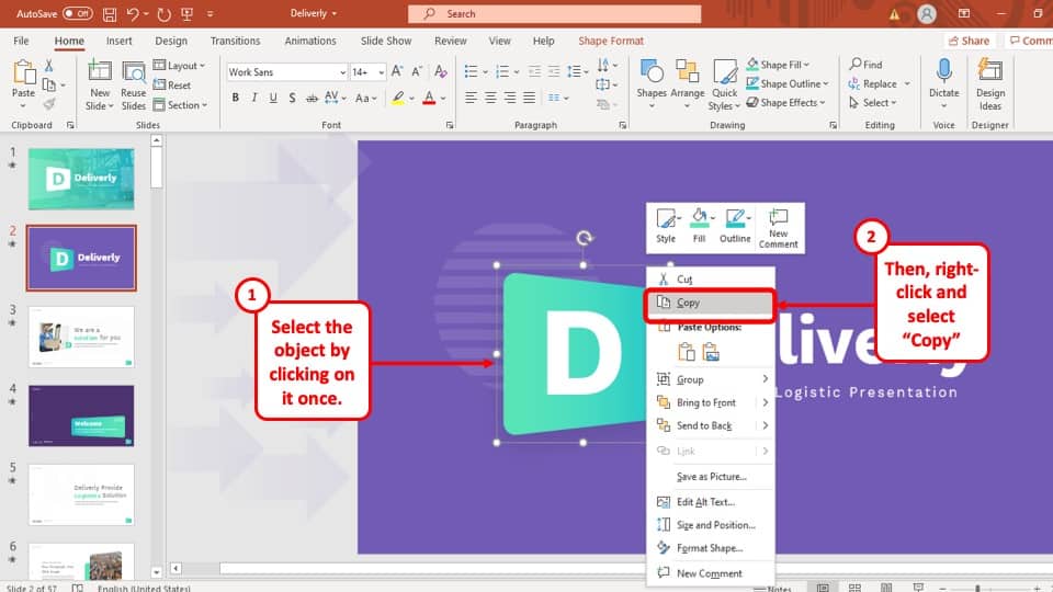 copy slide in powerpoint to another presentation