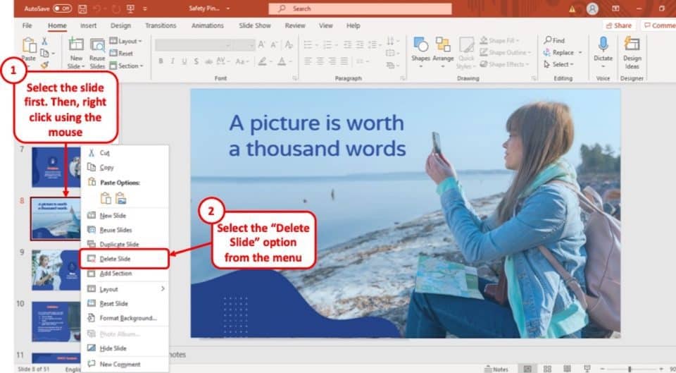 how to delete powerpoint presentation in laptop