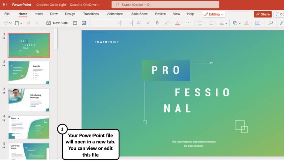 opening a new presentation in powerpoint