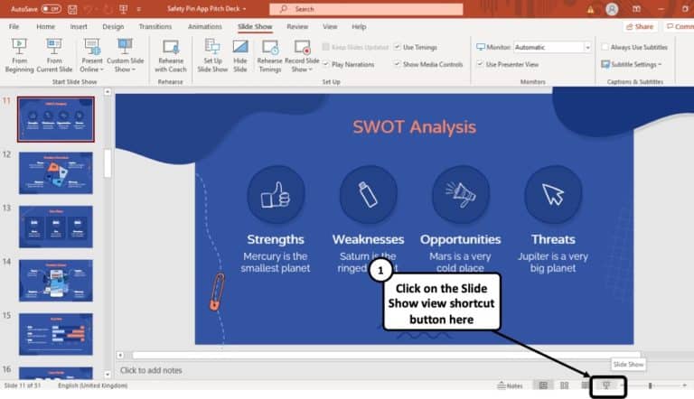 how to view powerpoint presentation in full screen