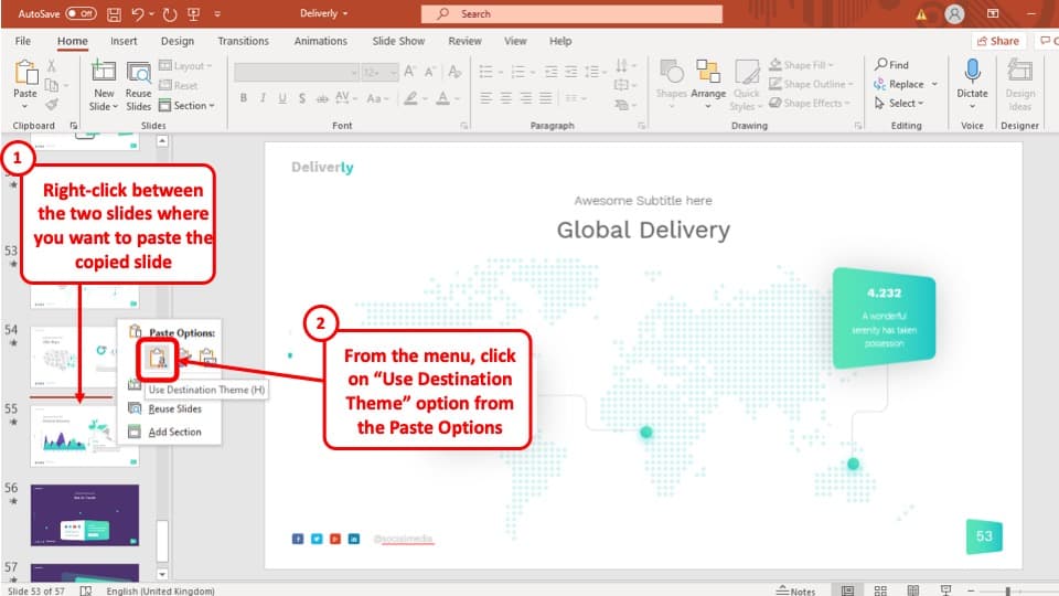 copy slide in powerpoint to another presentation