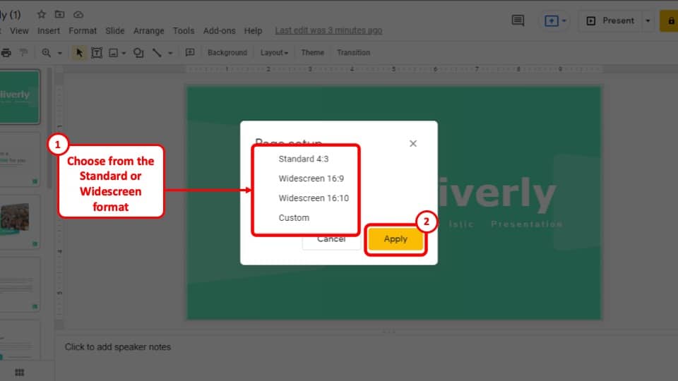 google slides presentation size