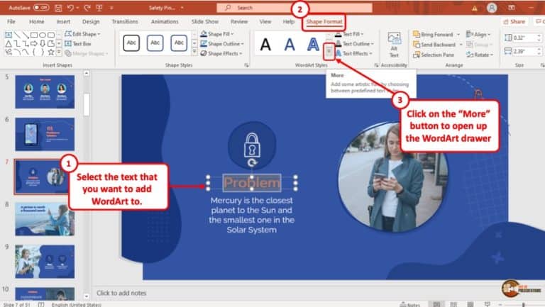 how to add word art on powerpoint