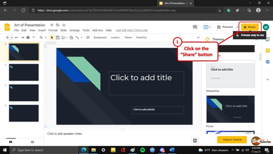 google slides share presentation view