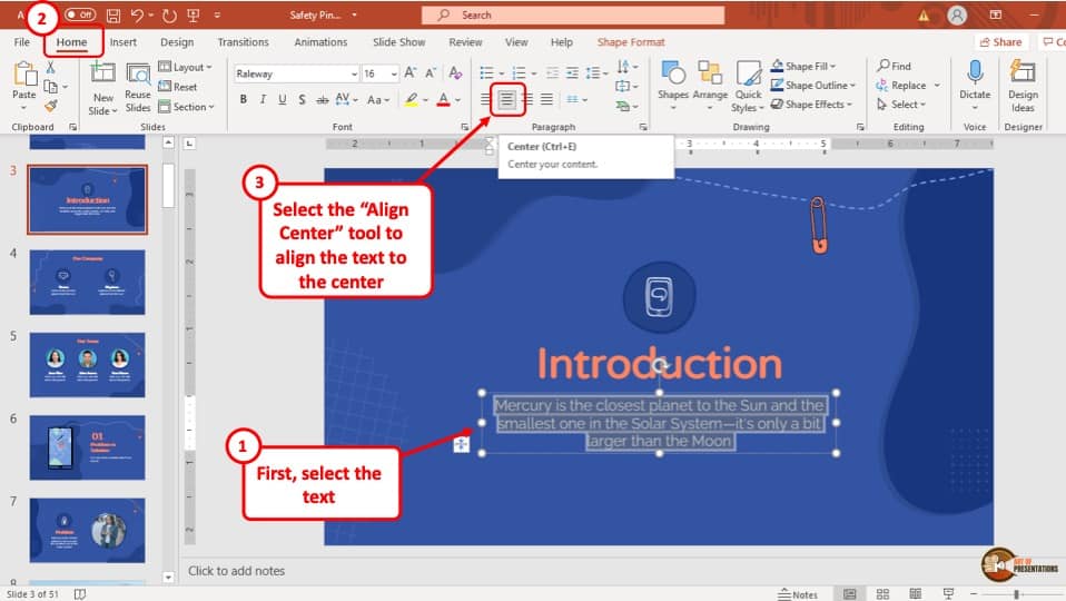 how to vertically align text in powerpoint