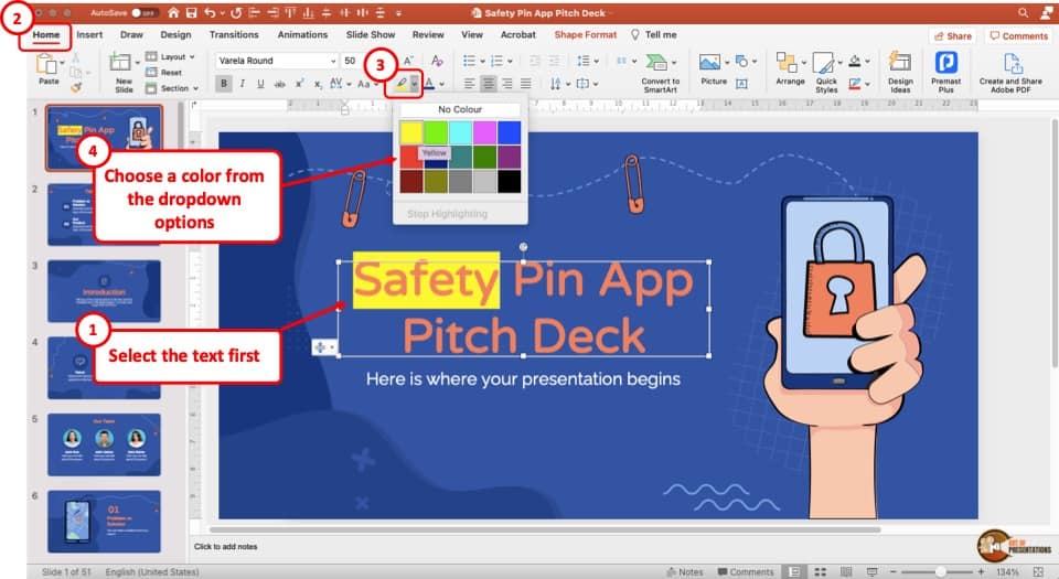 powerpoint highlight text during presentation