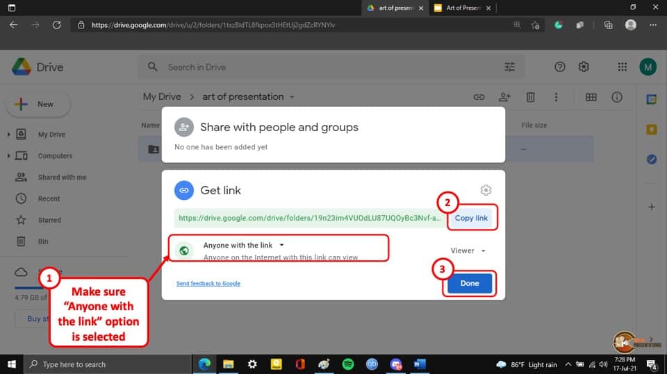 google slides share presentation view