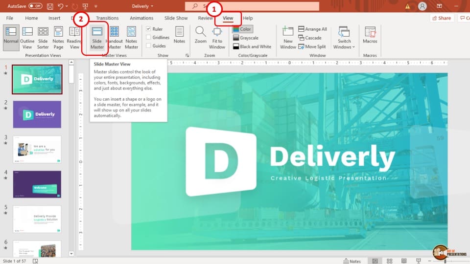 powerpoint update this presentation header in slide master