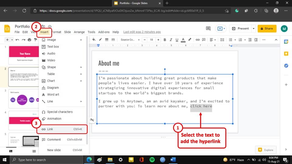 How To Insert A Link On Google Slides