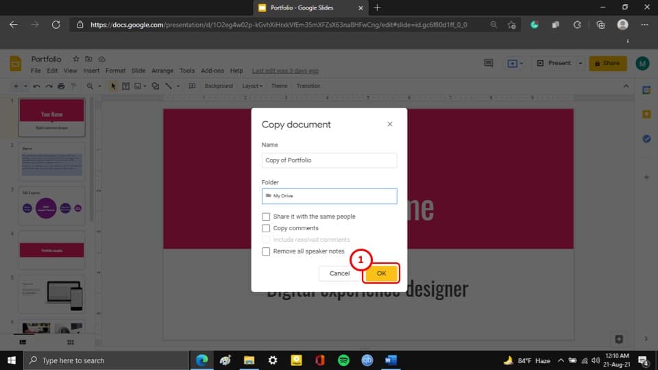 how to duplicate google slides presentation