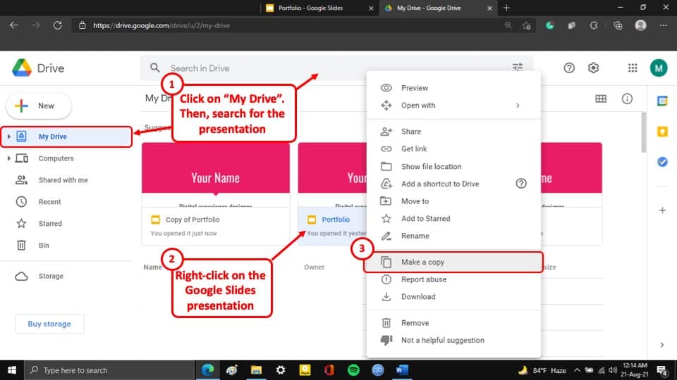 how to duplicate google slides presentation