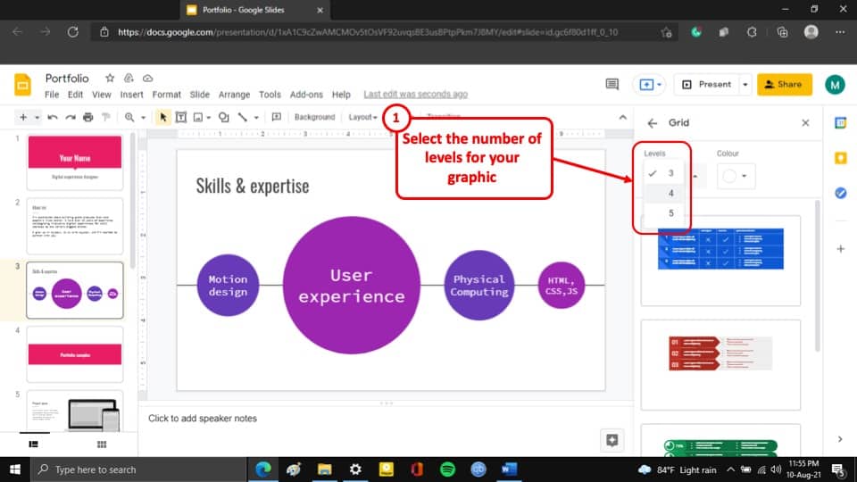 google presentation chart