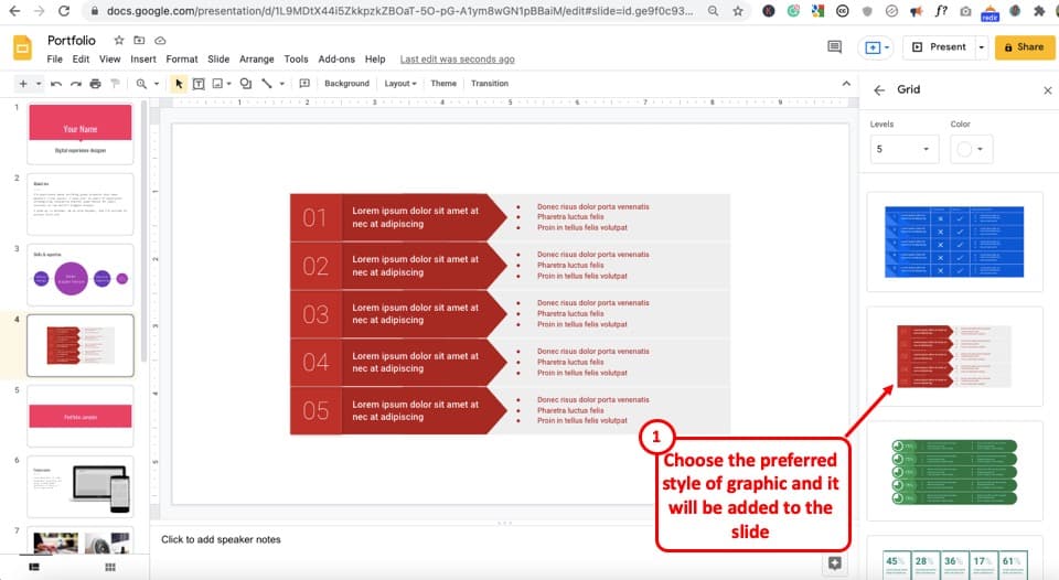 google presentation chart