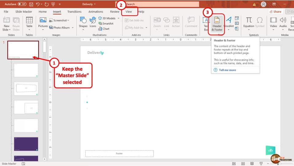 how to change presentation title in powerpoint footer