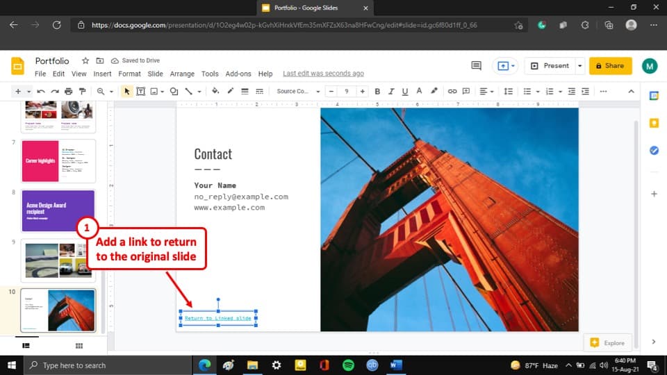 how to link a google slide presentation