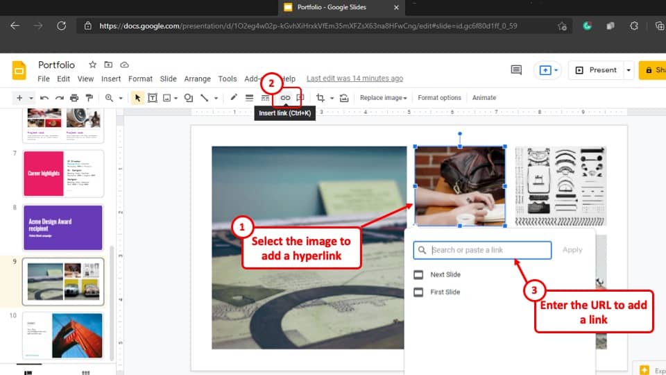 how to link a google slide presentation