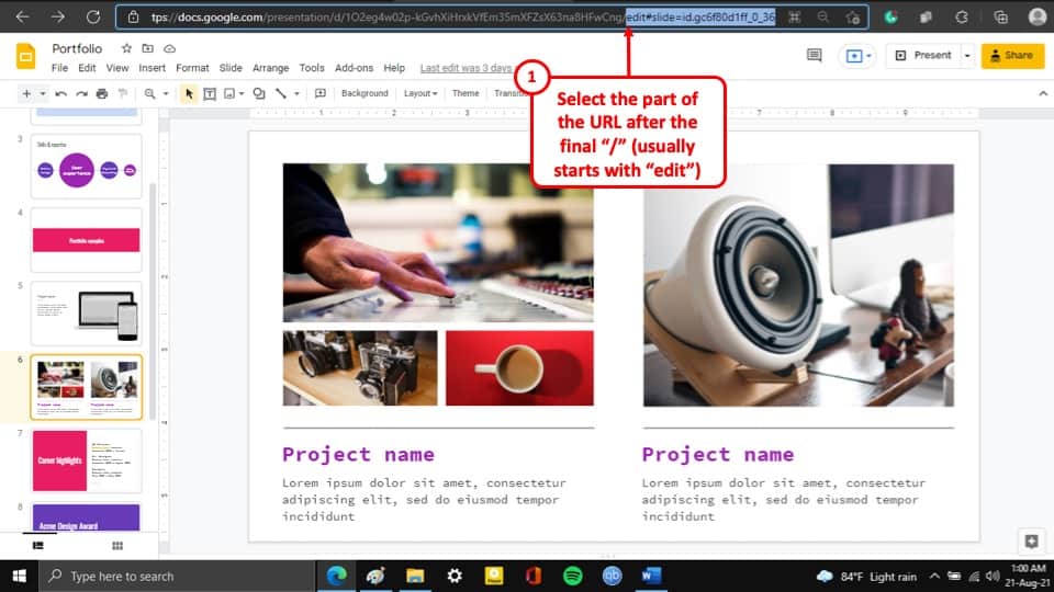 edit slides in presentation mode