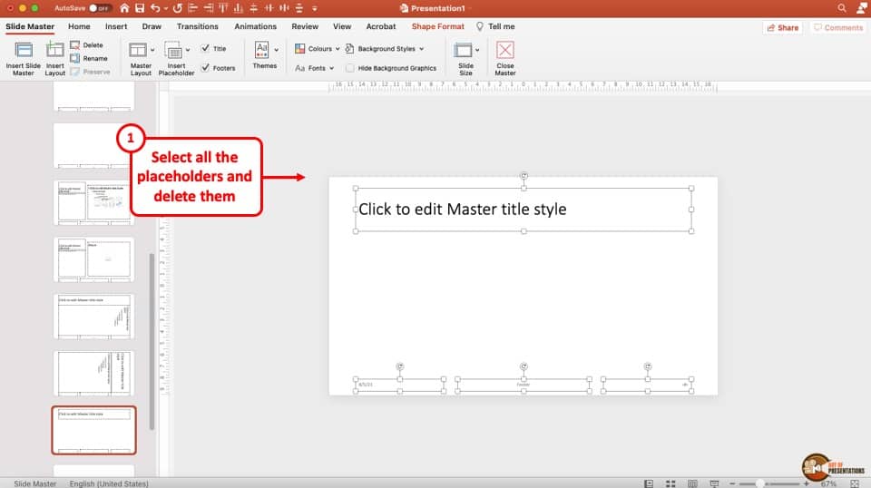 powerpoint update this presentation header in slide master