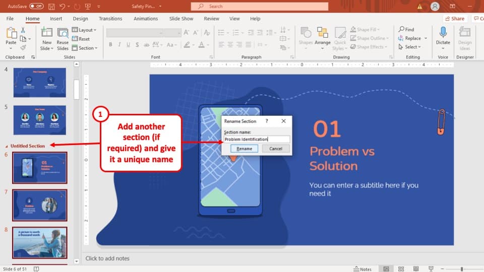 powerpoint create slide group