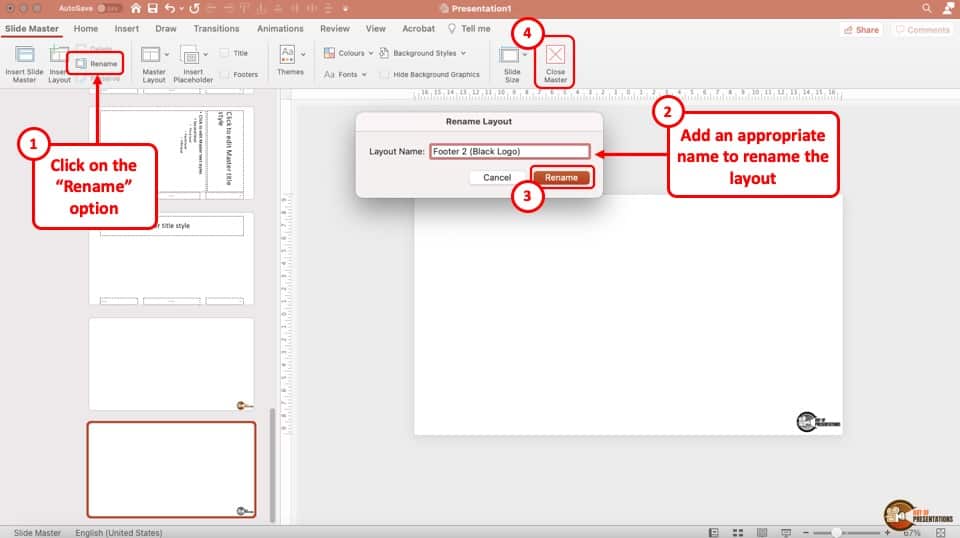 powerpoint update this presentation header in slide master