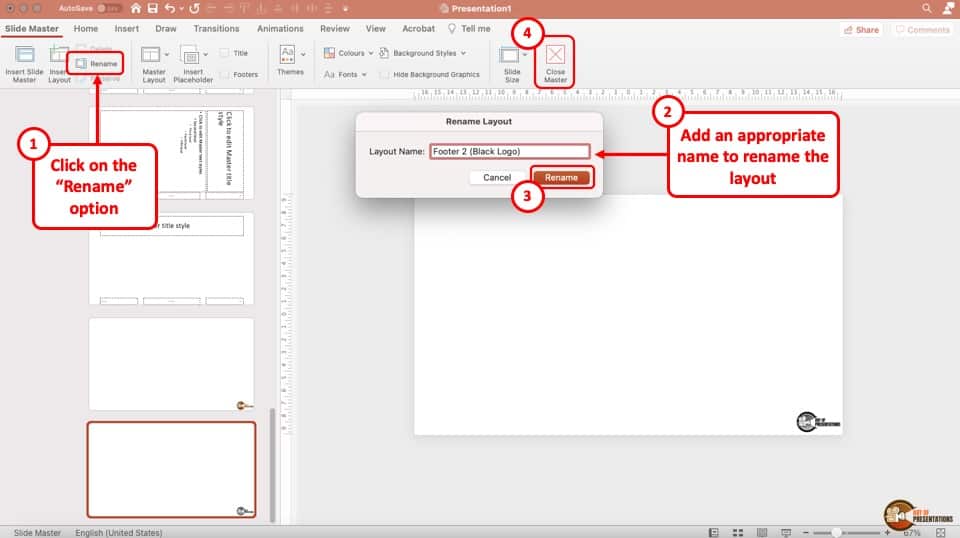 powerpoint presentation title in footer