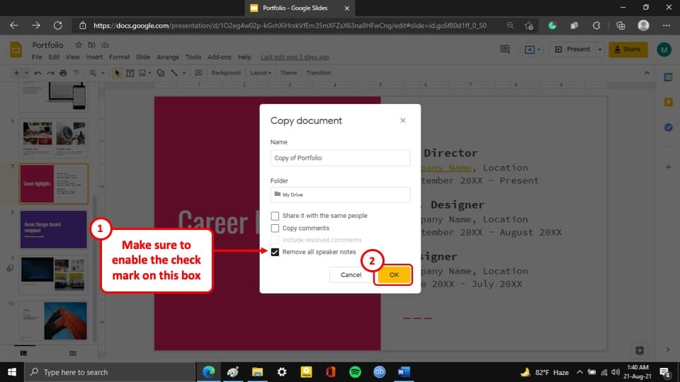 how to make a copy of google slides presentation