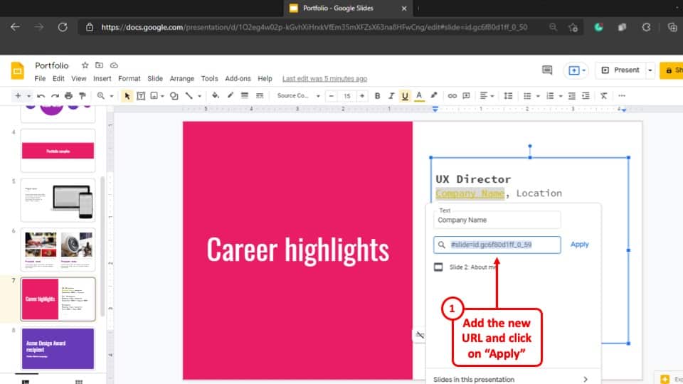 presentation link for google slides