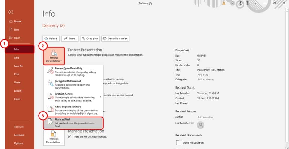 how to protect a powerpoint presentation from being copied