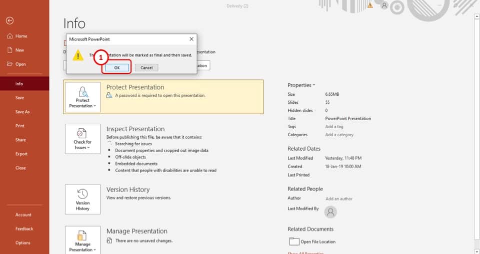 how to lock a powerpoint presentation