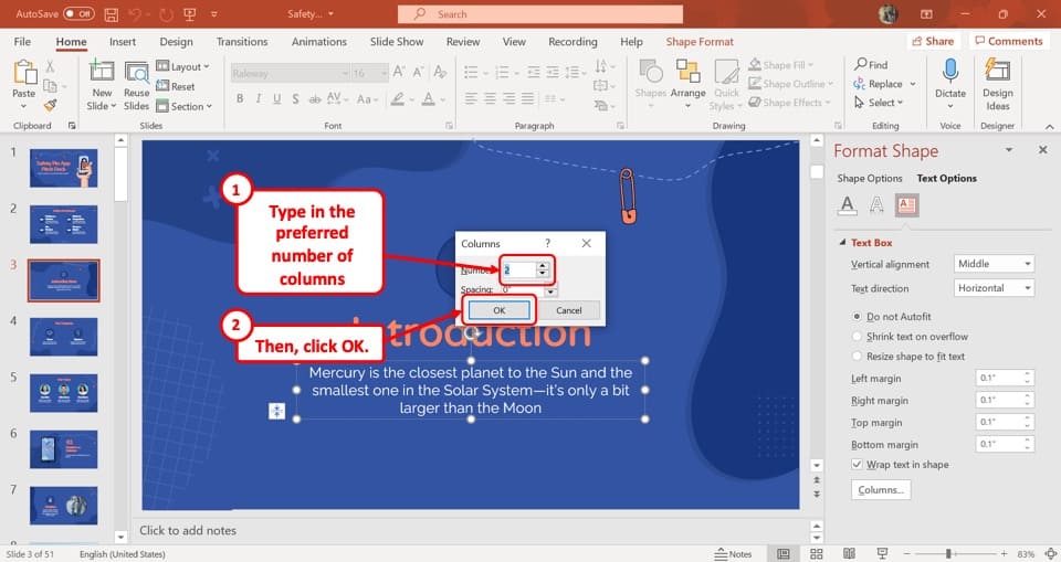 how to use two columns in powerpoint