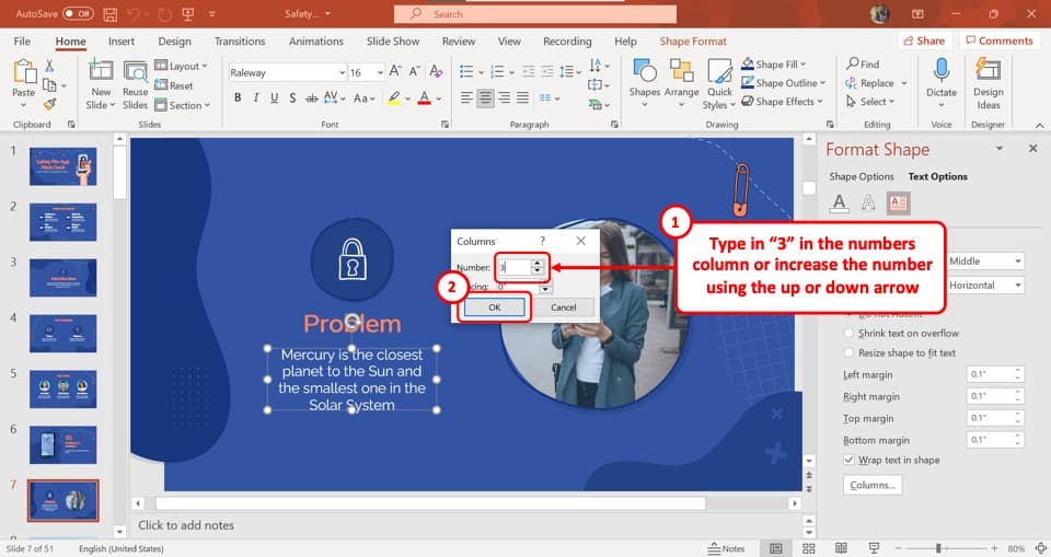 how to add two columns in powerpoint