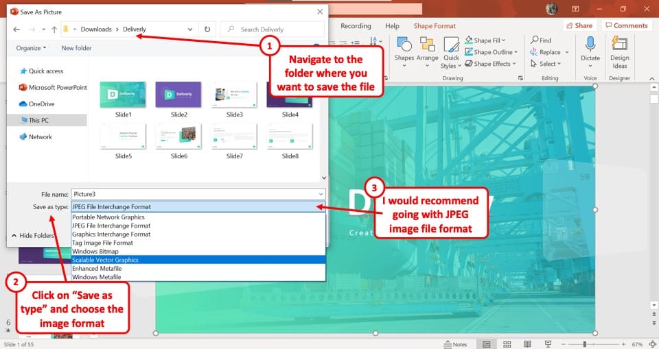 powerpoint presentation saving format