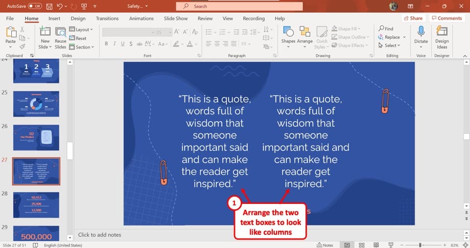 how to create two columns in powerpoint