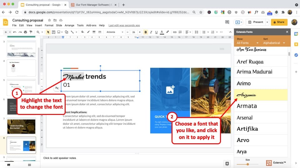 google slide presentation fonts